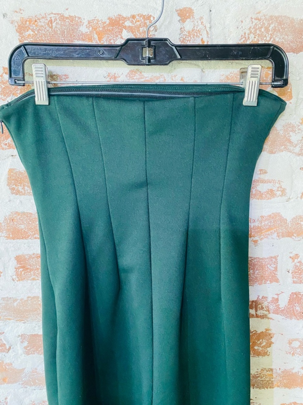 NWOT ZARA Strapless Dark Green Column Midi Dress W/Sleek Lines and Fitted - Picture 6 of 7
